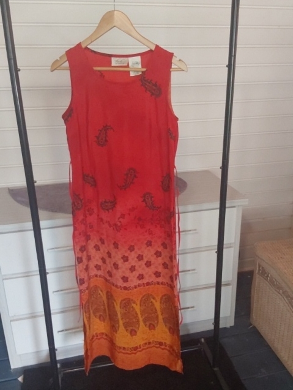 Red Paisley & Floral Sleeveless Maxi Dress By Kathie Lee Size Small